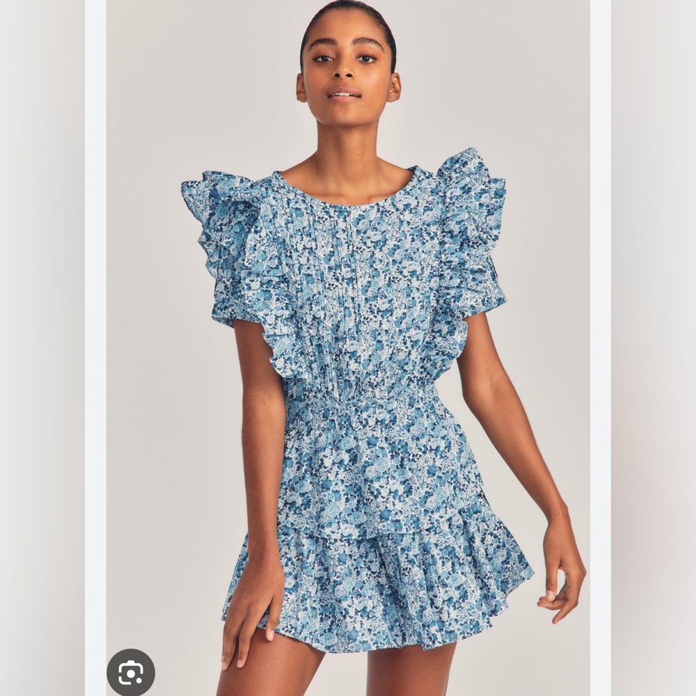loveshackfancy x liberty london natasha dress in blue size small